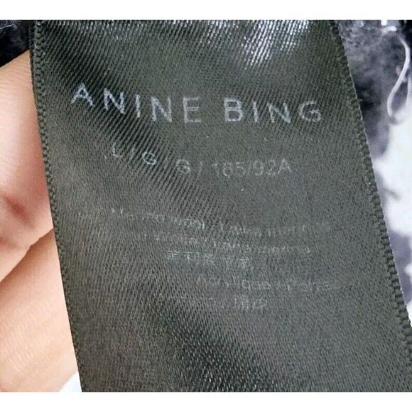 Anine Bing Kurt Black White Plaid Cardigan Merino Wool Blend Size L - Picture 6 of 7